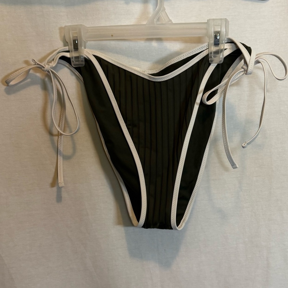 AA-233 Aerie NWT Cheekiest Side Tie Ribbed Green Bikini Bottoms Size XL